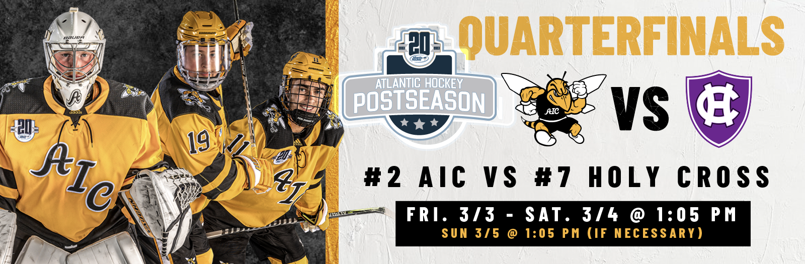 TODAY: AIC Men's Hockey vs. Holy Cross University